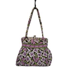 Granny Core Cottagecore Purple Floral Quilted‎ Retro Change Purse Shoulder Bag